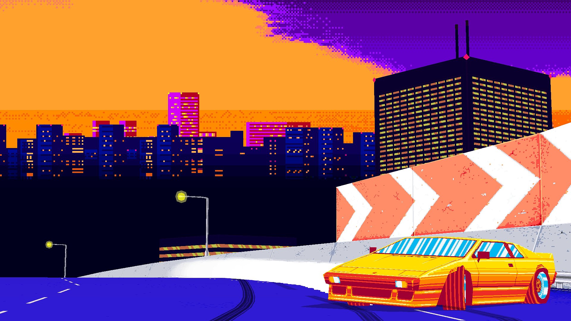 Abstract Highway Pixel Art Wallpaper - 8 Bit Background City , HD Wallpaper & Backgrounds