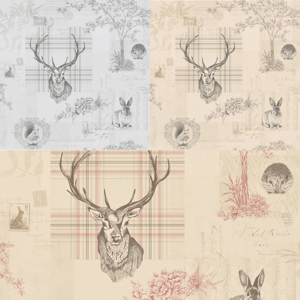 Details About Holden Décor Richmond Woodland Animals - Grey Wallpaper Stag , HD Wallpaper & Backgrounds