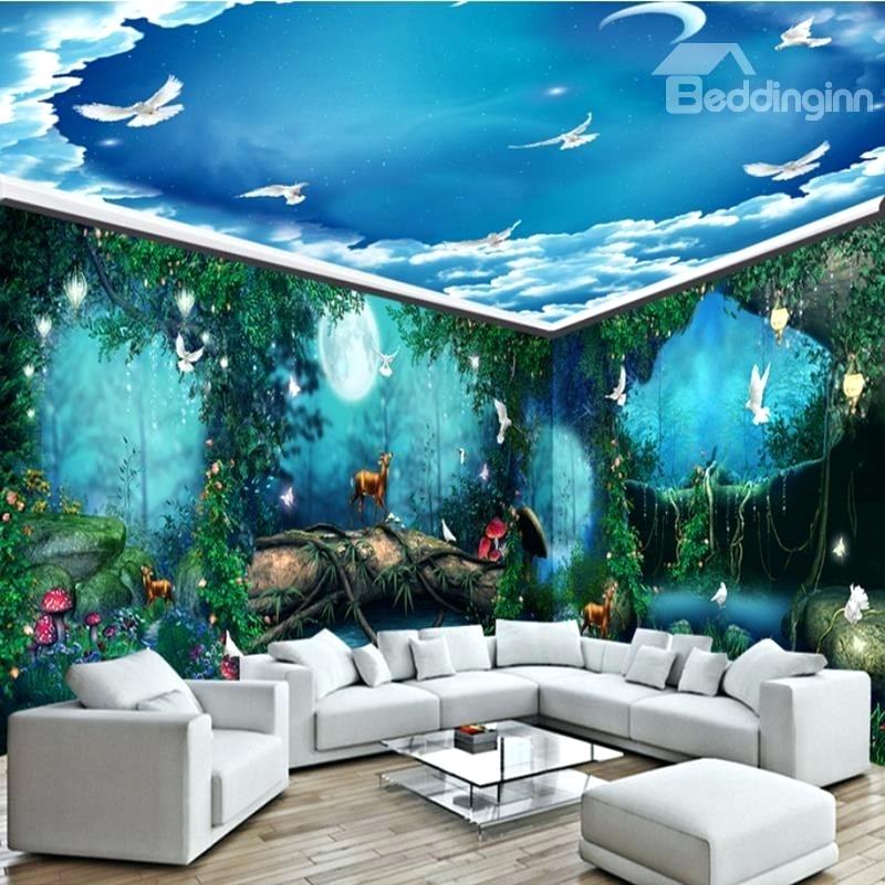 Cool Wall Murals Blue Green Sky Ocean Waterproof Ceiling - صور ورق حائط 3d , HD Wallpaper & Backgrounds