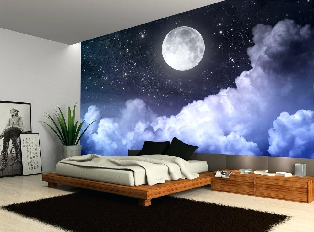 Giant Wall Murals Night Sky Moon Clouds Dark Stars - Wall Art Night Sky , HD Wallpaper & Backgrounds