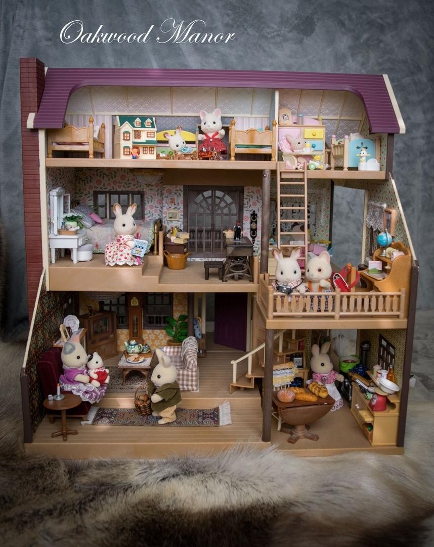 Lot Sylvanian Families Calico Critters Oakwood Manor - Dollhouse , HD Wallpaper & Backgrounds