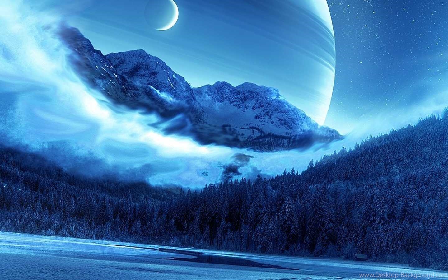 Wallpaper - Blue Moon And Galaxy , HD Wallpaper & Backgrounds