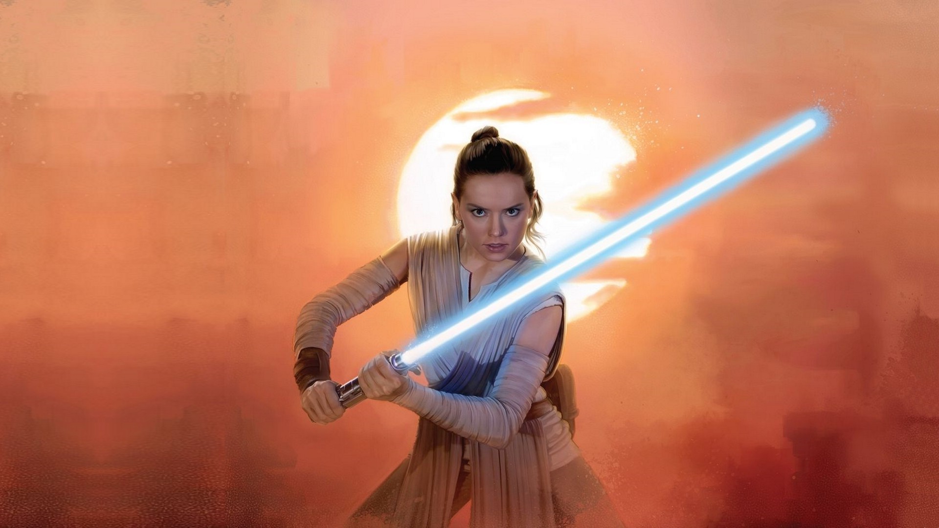 Daisy Ridley, Rey, Star Wars, Lightsaber, Jedi Wallpapers - Star Wars Rey With Lightsaber , HD Wallpaper & Backgrounds