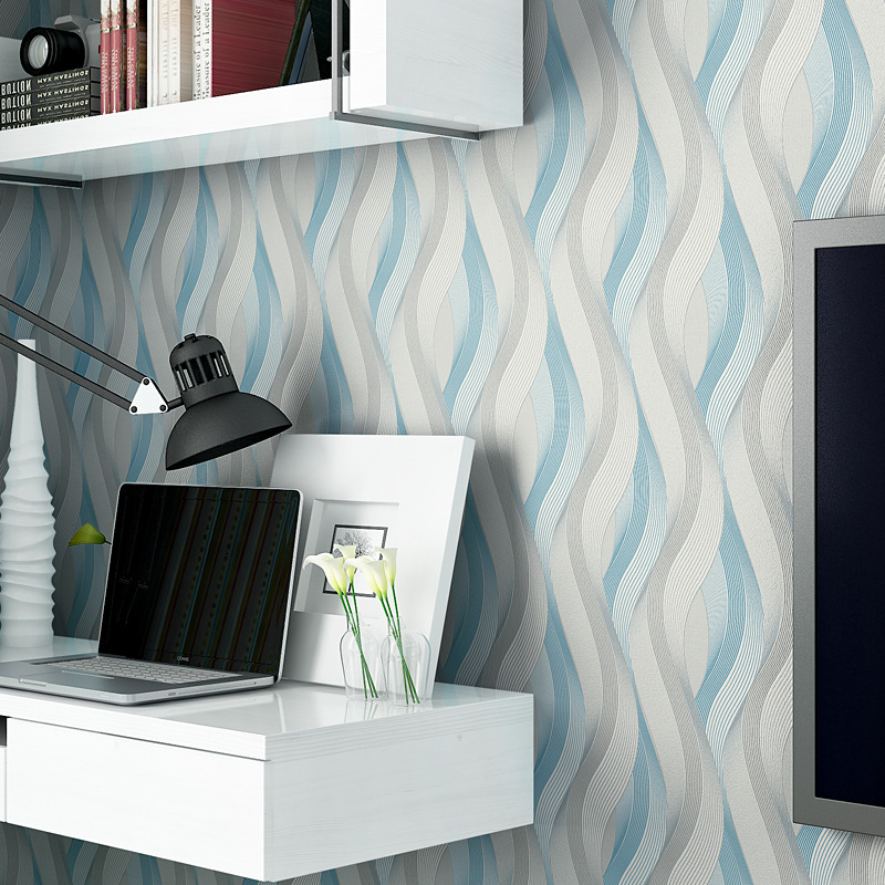 Modern 3d Curved Wallpapers Grey 3d Wallpaper Striped - Papel Tapiz Azul Sala , HD Wallpaper & Backgrounds