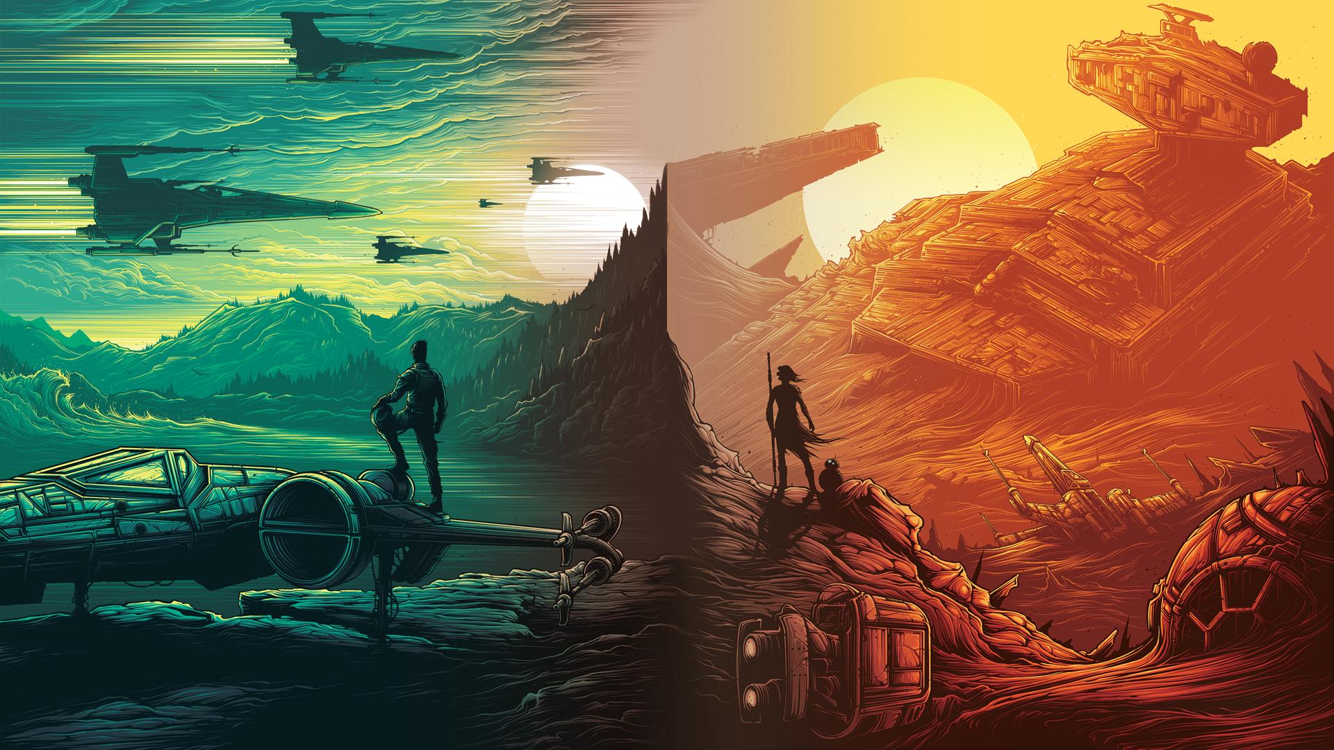 Side By Side - Star Wars The Force Awakens Art , HD Wallpaper & Backgrounds