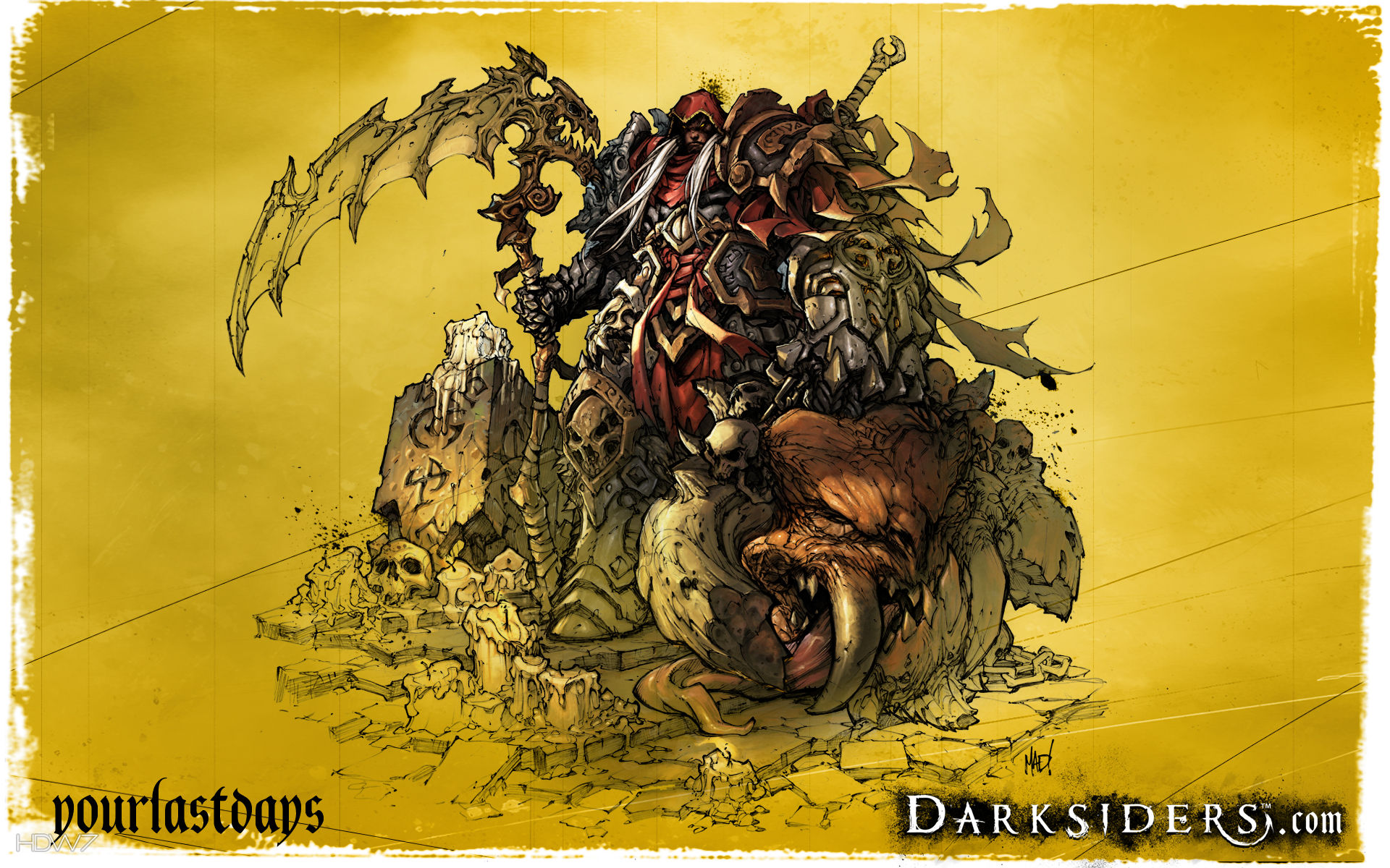 Darksiders Wrath Of War Your Last Days Widescreen Wallpaper - Four Horsemen Darksiders Fury , HD Wallpaper & Backgrounds