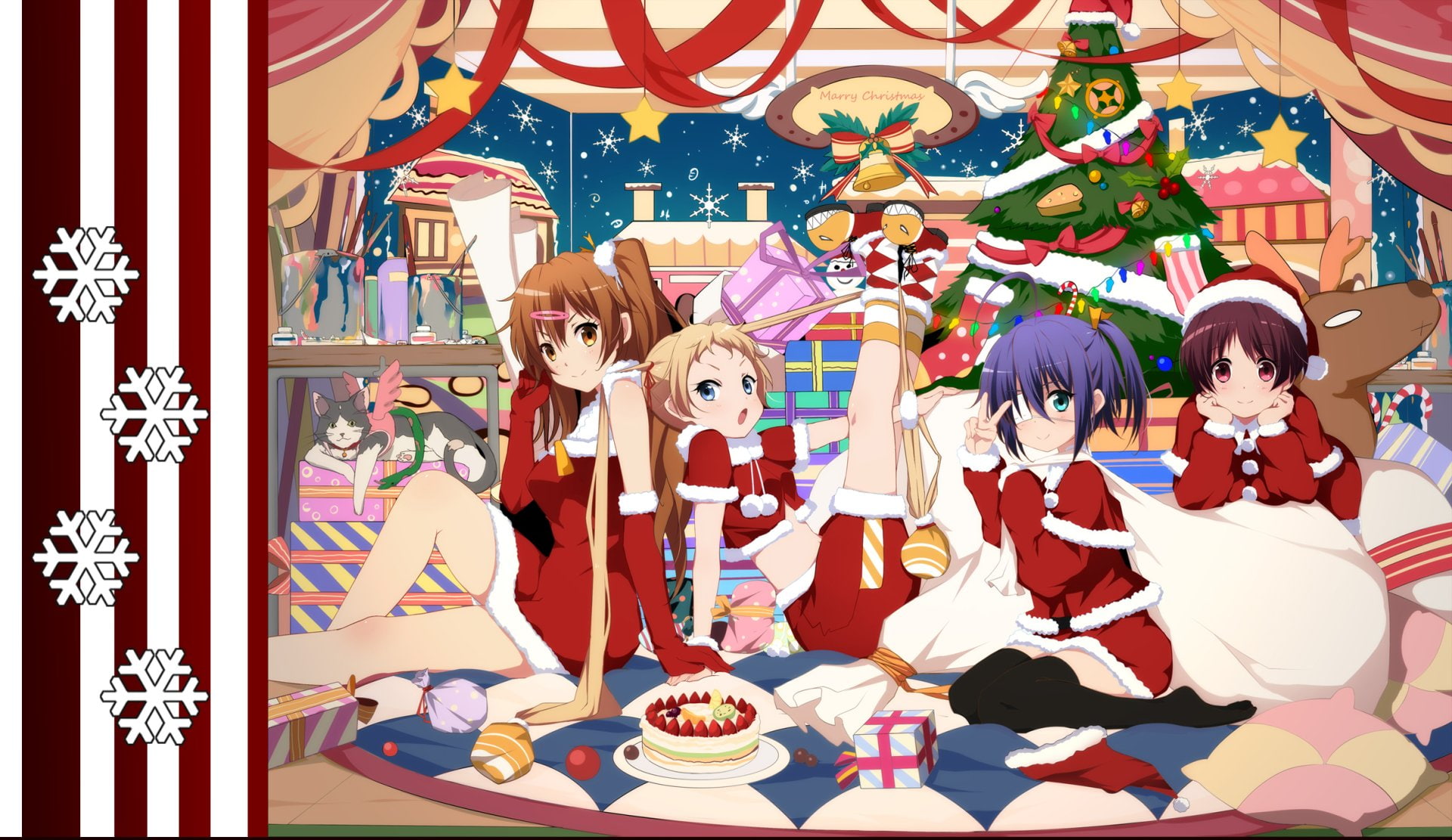 Anime, Love, Chunibyo & Other Delusions, Kumin Tsuyuri - Takanashi Rikka Merry Christmas , HD Wallpaper & Backgrounds