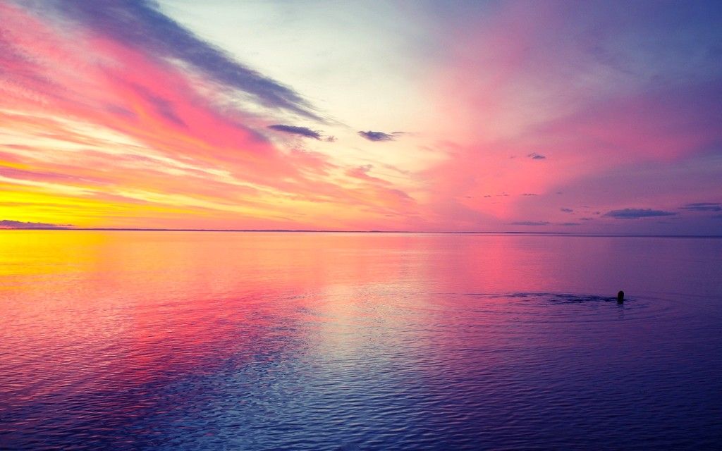 Wallpaper Sonnenuntergang - Pink Sunset On The Beach , HD Wallpaper & Backgrounds