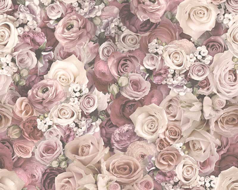 Wallpaper Roses Flower Gloss Rose As Creation 32722-2 - Dusky Pink And Grey , HD Wallpaper & Backgrounds