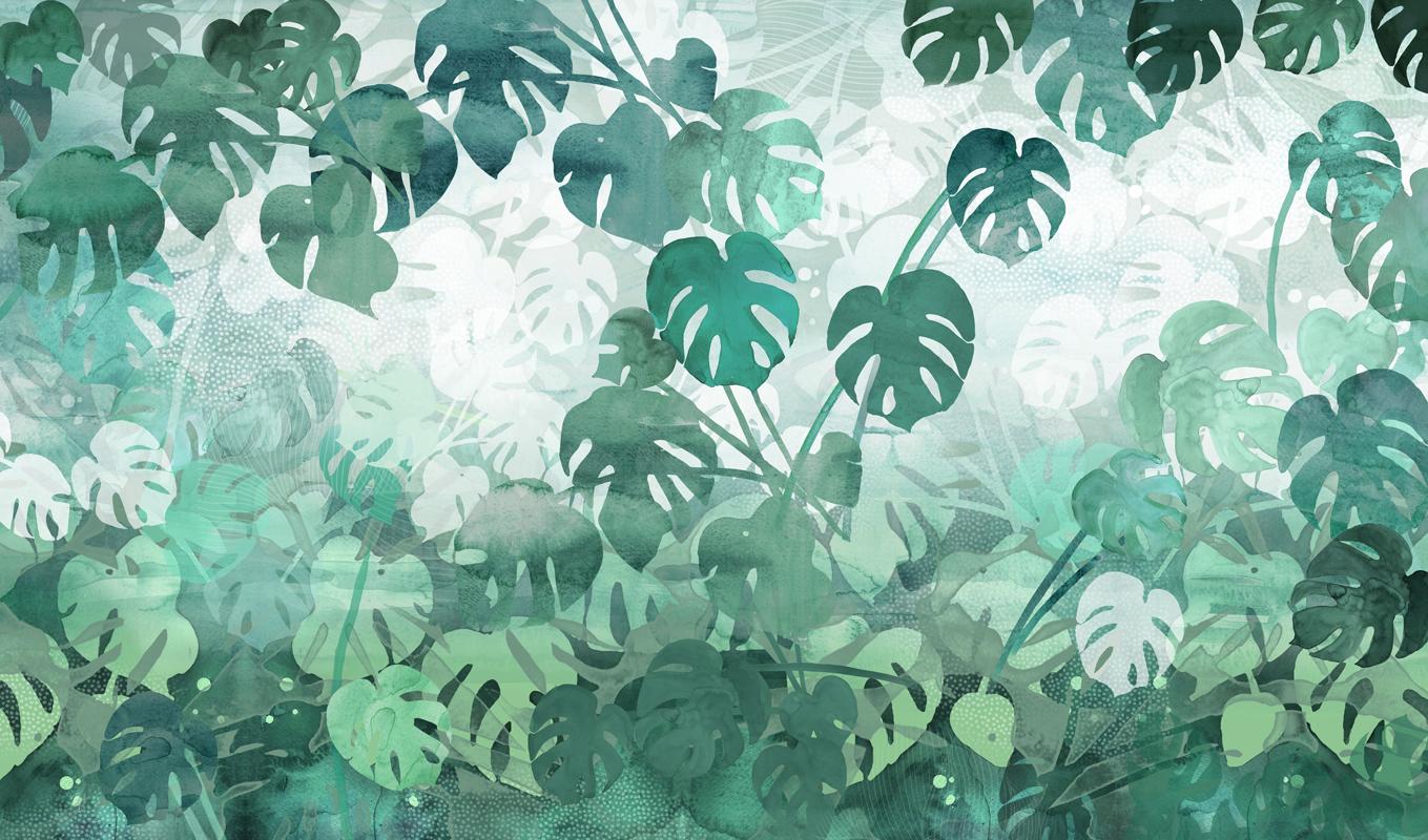 This Wallpaper Features Monstera Leaves In - Монстера Обои , HD Wallpaper & Backgrounds