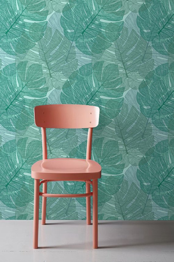 Tropical Leaves Removable Monstera Wallpaper Wp4209024 - Windsor Chair , HD Wallpaper & Backgrounds