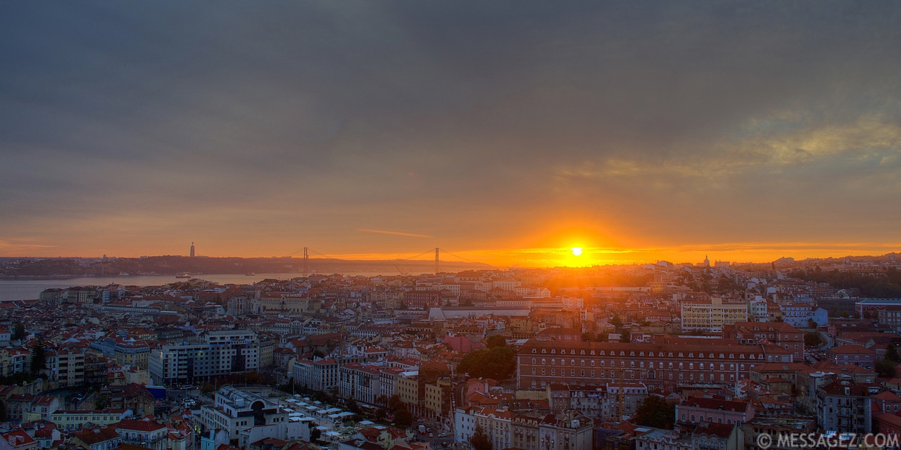 Lisbon Viewpoint Image At Sunset - Lisbon , HD Wallpaper & Backgrounds