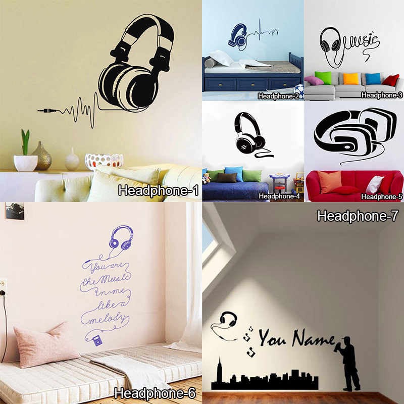 Funny Diy Music Dj Headphones Wall Stickers Boys Room - Music Art For Wall , HD Wallpaper & Backgrounds