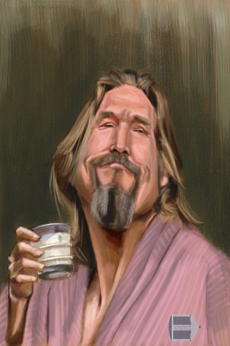 Men, Face, The Dude, Jeff Bridges, Long Hair, Beard, - Big Face Portrait Painting , HD Wallpaper & Backgrounds