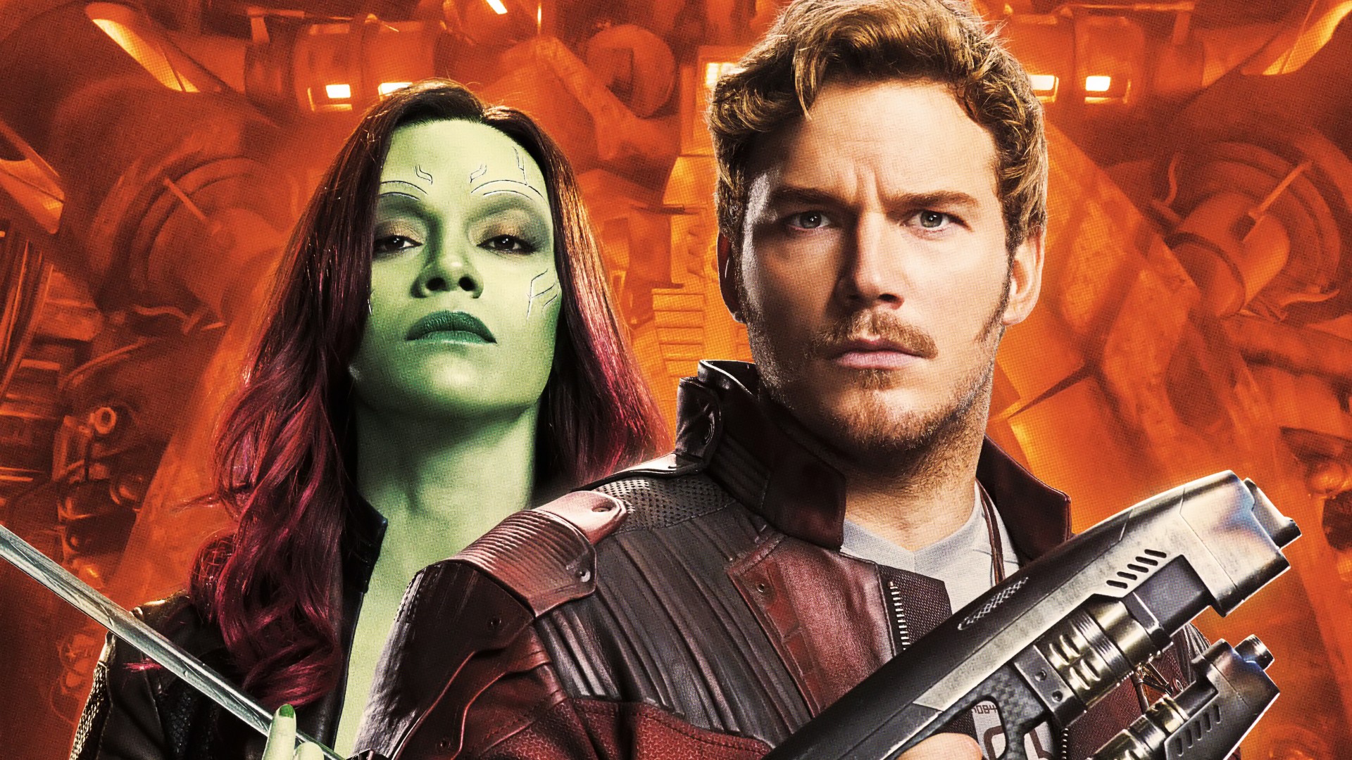 Chris Pratt Zoe Saldana In Guardians Of The Galaxy - Gamora E Peter Quill , HD Wallpaper & Backgrounds