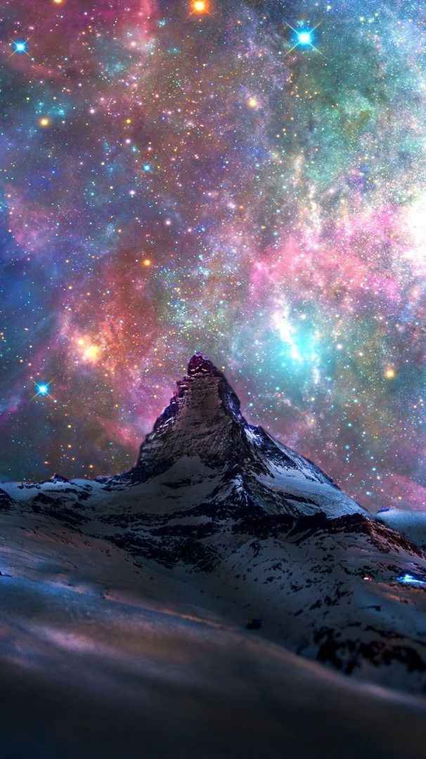 Space Galaxy View From Switzerland Bergen Iphone Wallpaper - Matterhorn , HD Wallpaper & Backgrounds