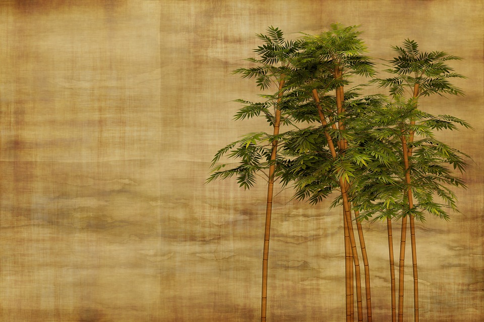 Bamboo Stationery Wallpaper Background Leaves - Asian Beauty Portrait In Bamboo - Painting , HD Wallpaper & Backgrounds