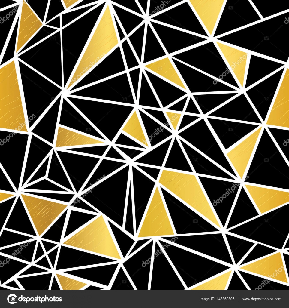 Vector Black, White, And Gold Foil Geometric Mosaic - Black And White Geometric Pattern Background , HD Wallpaper & Backgrounds