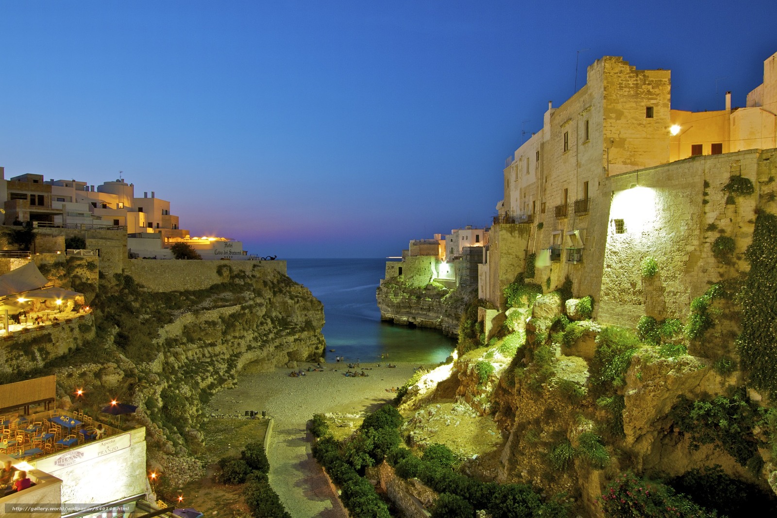 Download Wallpaper Twilight In Polignano A Mare, Italy, - Cala Porto , HD Wallpaper & Backgrounds