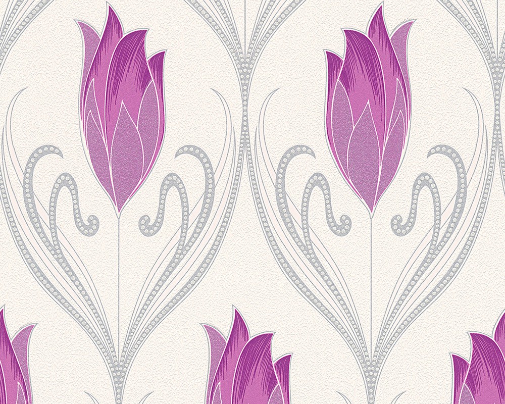 Wallpaper Flower Tendril As Creation Cream Purple 30318-4 - Wallpaper , HD Wallpaper & Backgrounds