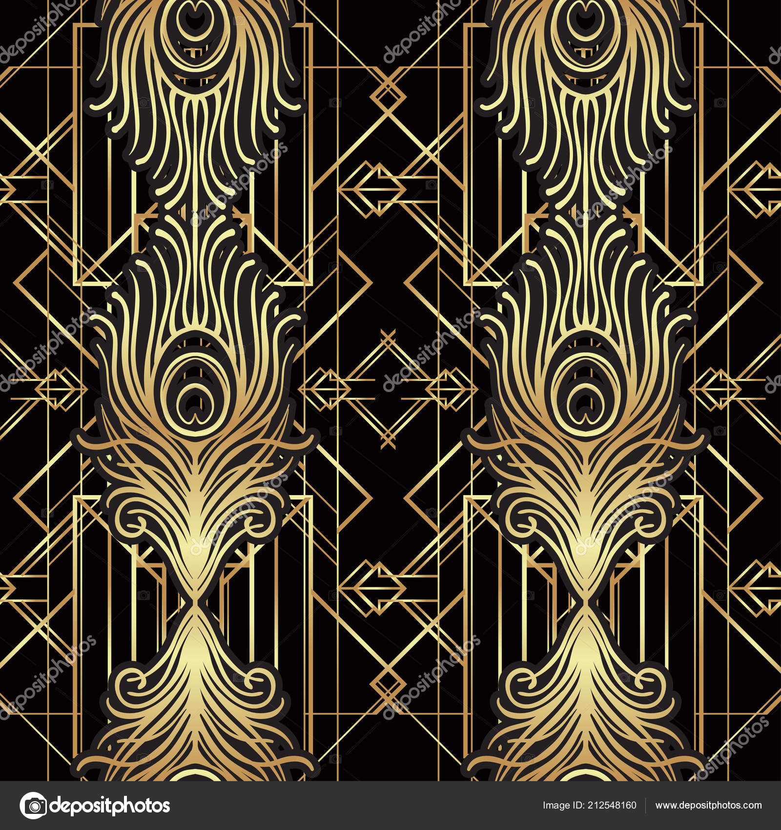 Roaring 1920's Design - Black And Gold Art Deco Designs (#1044437) - HD