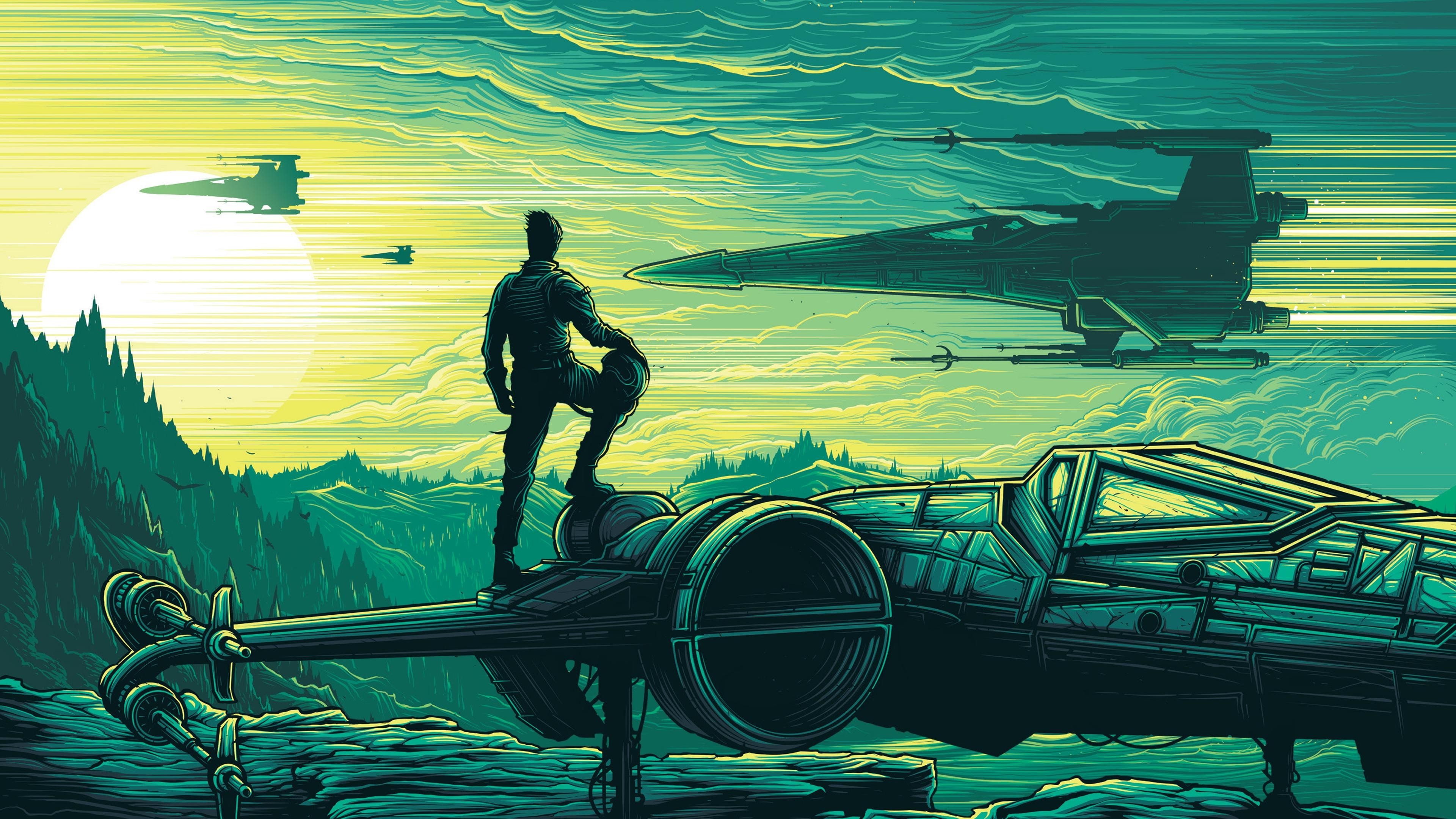 Episode Vii The Force Awakens, Star Wars, Dan Mumford - Background Star Wars Green , HD Wallpaper & Backgrounds