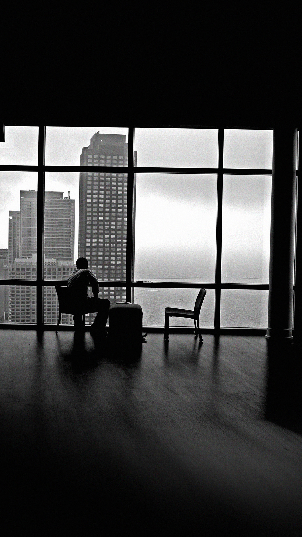 City View Window Architecture Black White Empty Room - Alone In The Apartment , HD Wallpaper & Backgrounds