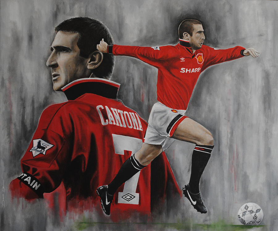 Eric Cantona Painting By David Dunne - Eric Cantona Manchester United Legends , HD Wallpaper & Backgrounds