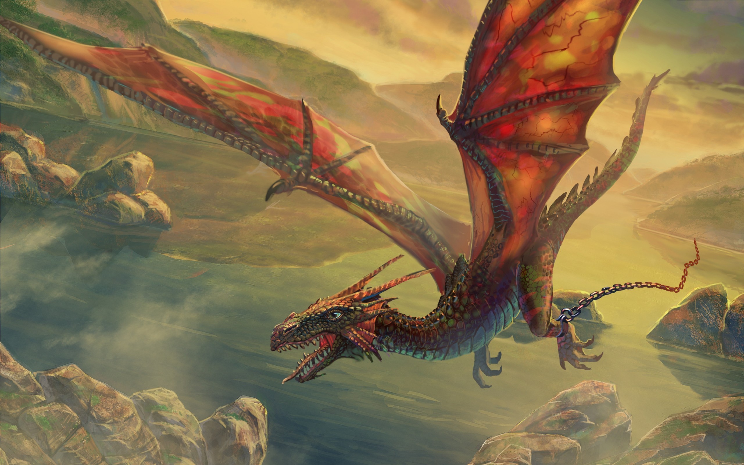 Wings, Dragons, Flying, Escape, Vector, Skyscapes, - Dragons Flying , HD Wallpaper & Backgrounds