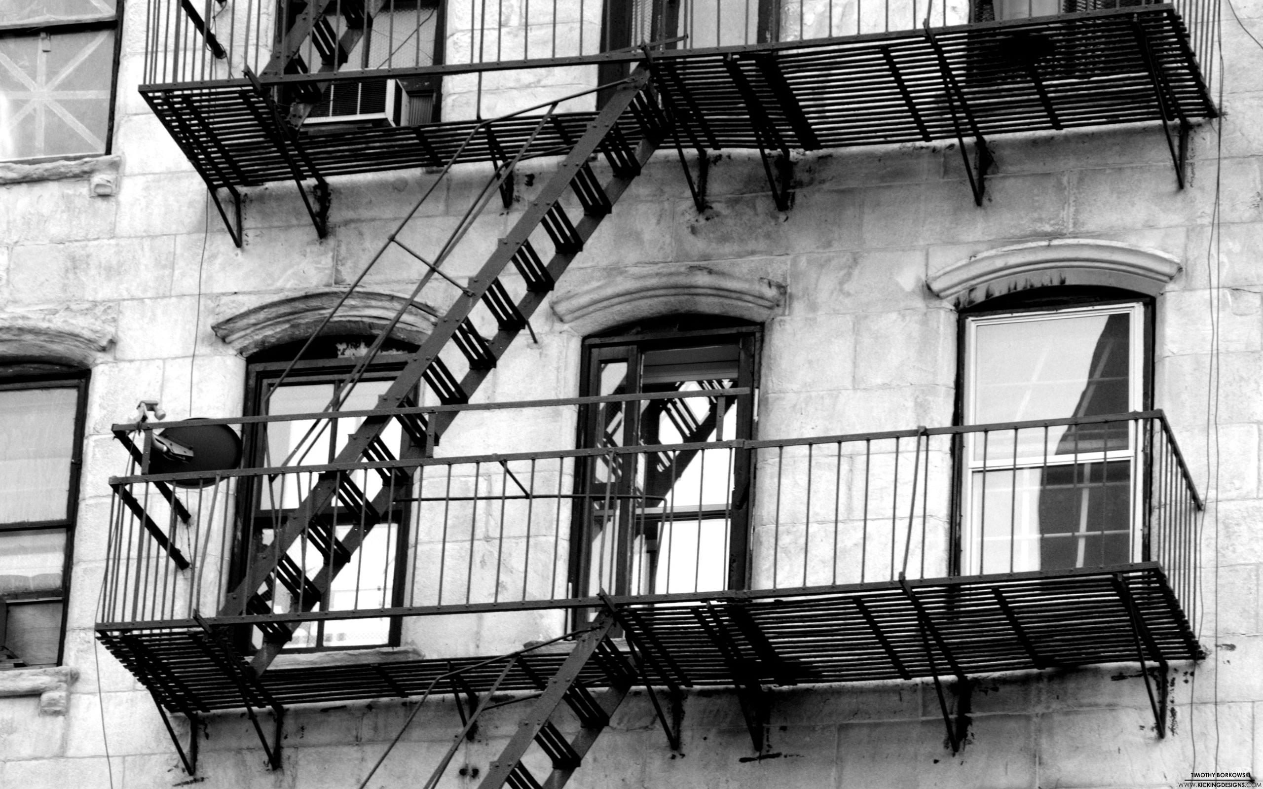 2560×1600 - Fire Escapes Black And White , HD Wallpaper & Backgrounds