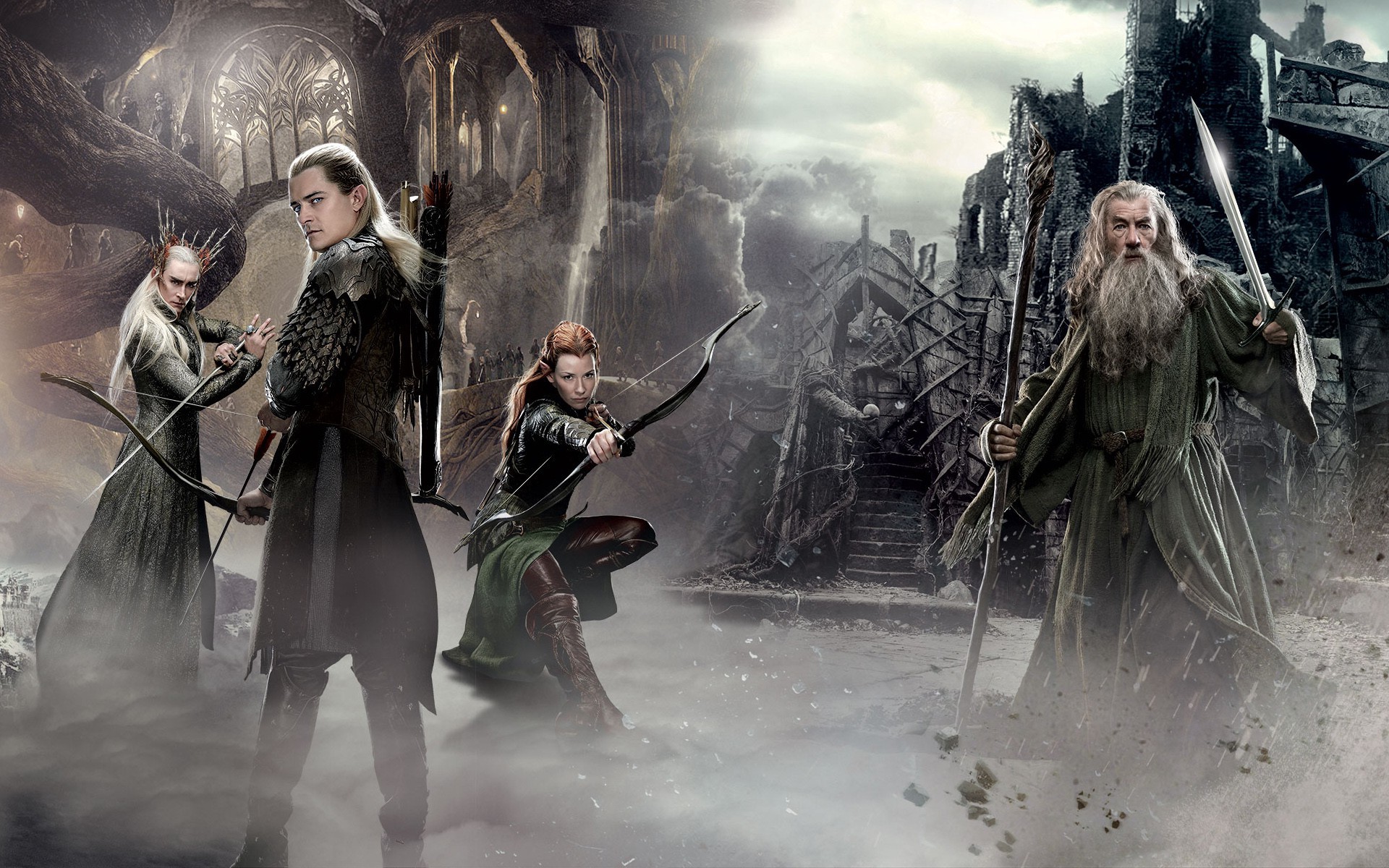 Gandalf, Legolas, Tauriel, Elves, Wizard, Thranduil, - Lord Of The Rings Wallpaper Legolas , HD Wallpaper & Backgrounds