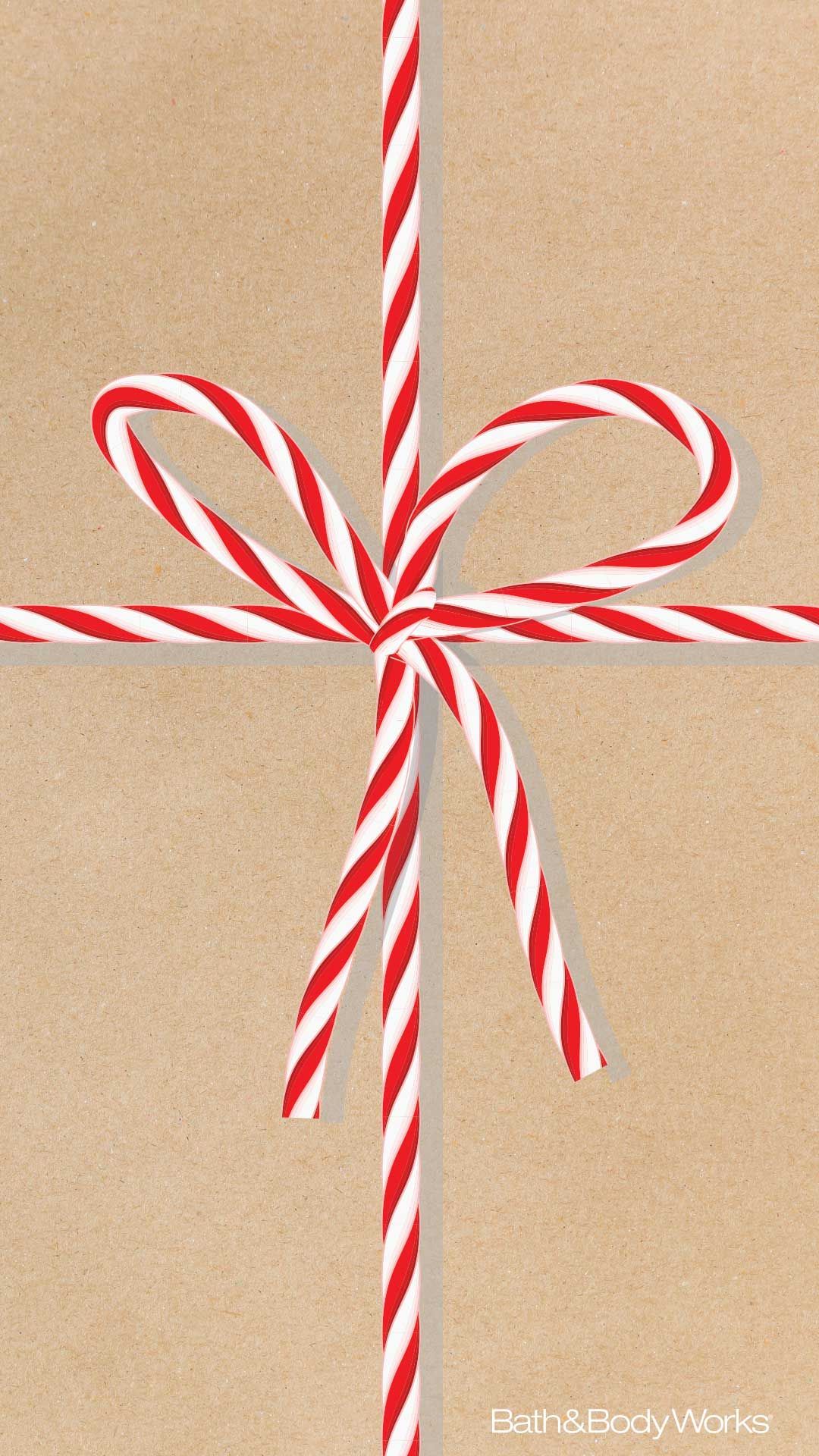 Bbw Candy Cane Ribbon - Gift Iphone , HD Wallpaper & Backgrounds