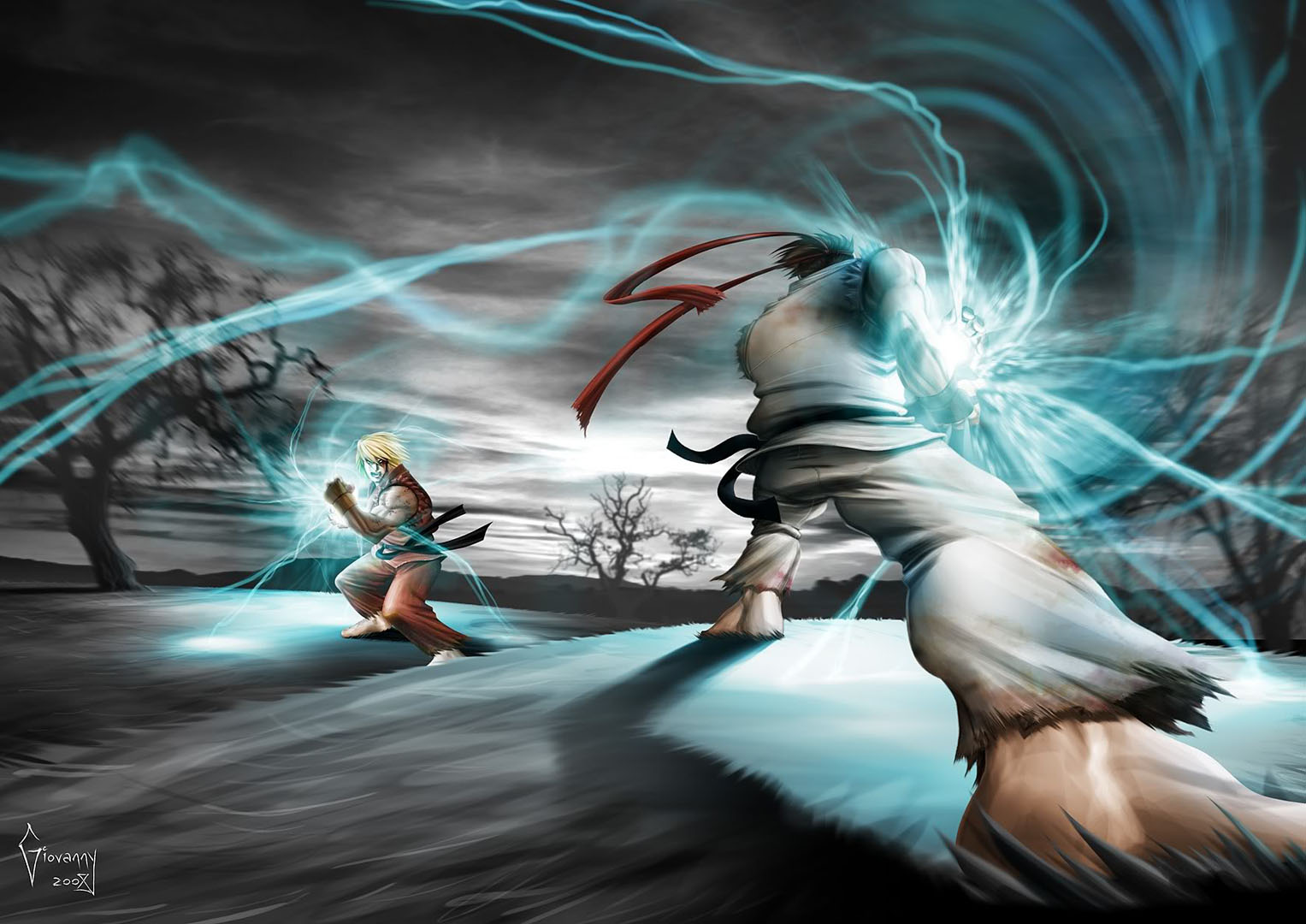 Ken And Ryu Fireballs - Ryu E Ken Hadouken , HD Wallpaper & Backgrounds