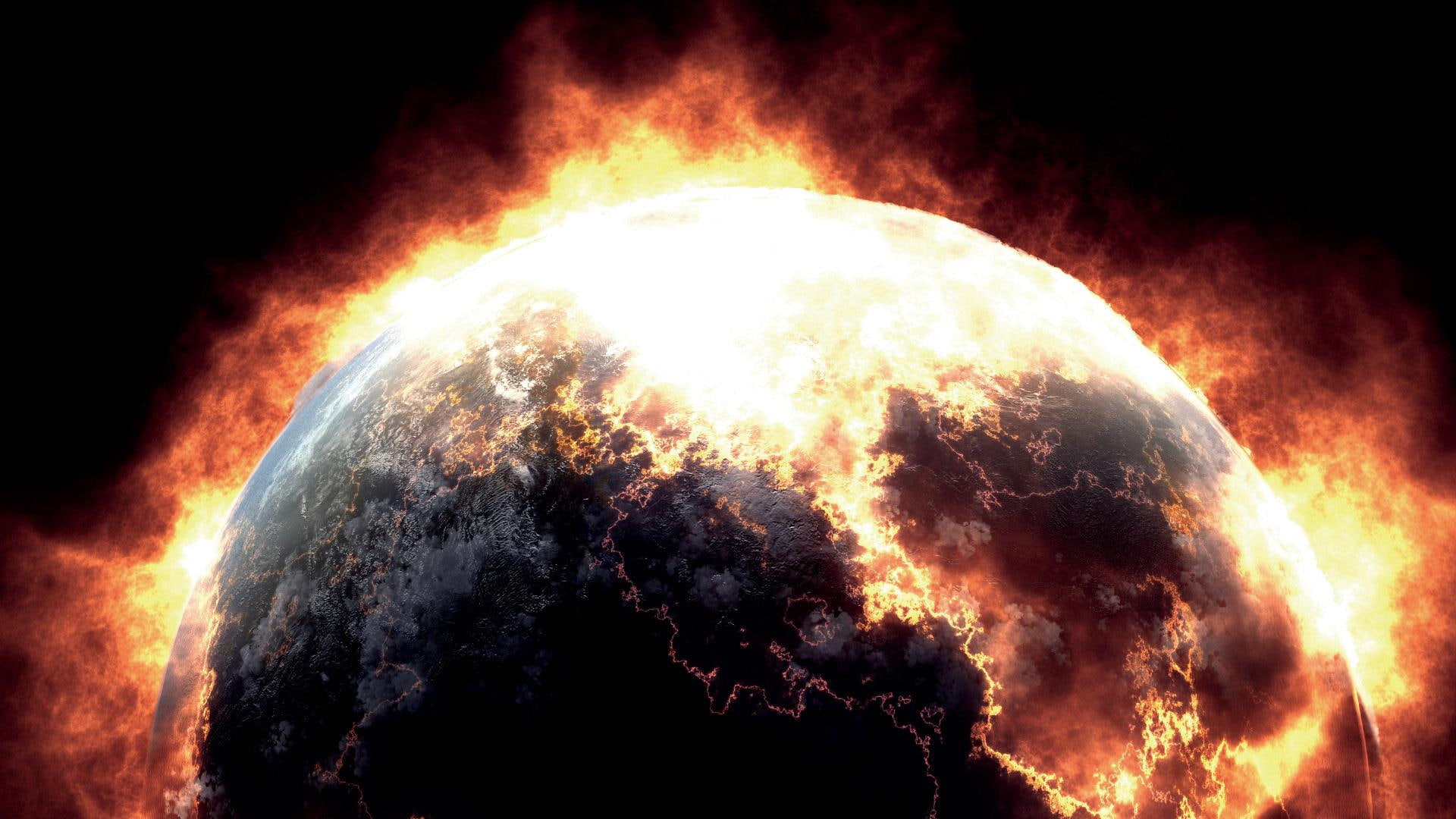 Planet Explosion, Black And Red Fireball, Space, - Earth On Fire , HD Wallpaper & Backgrounds
