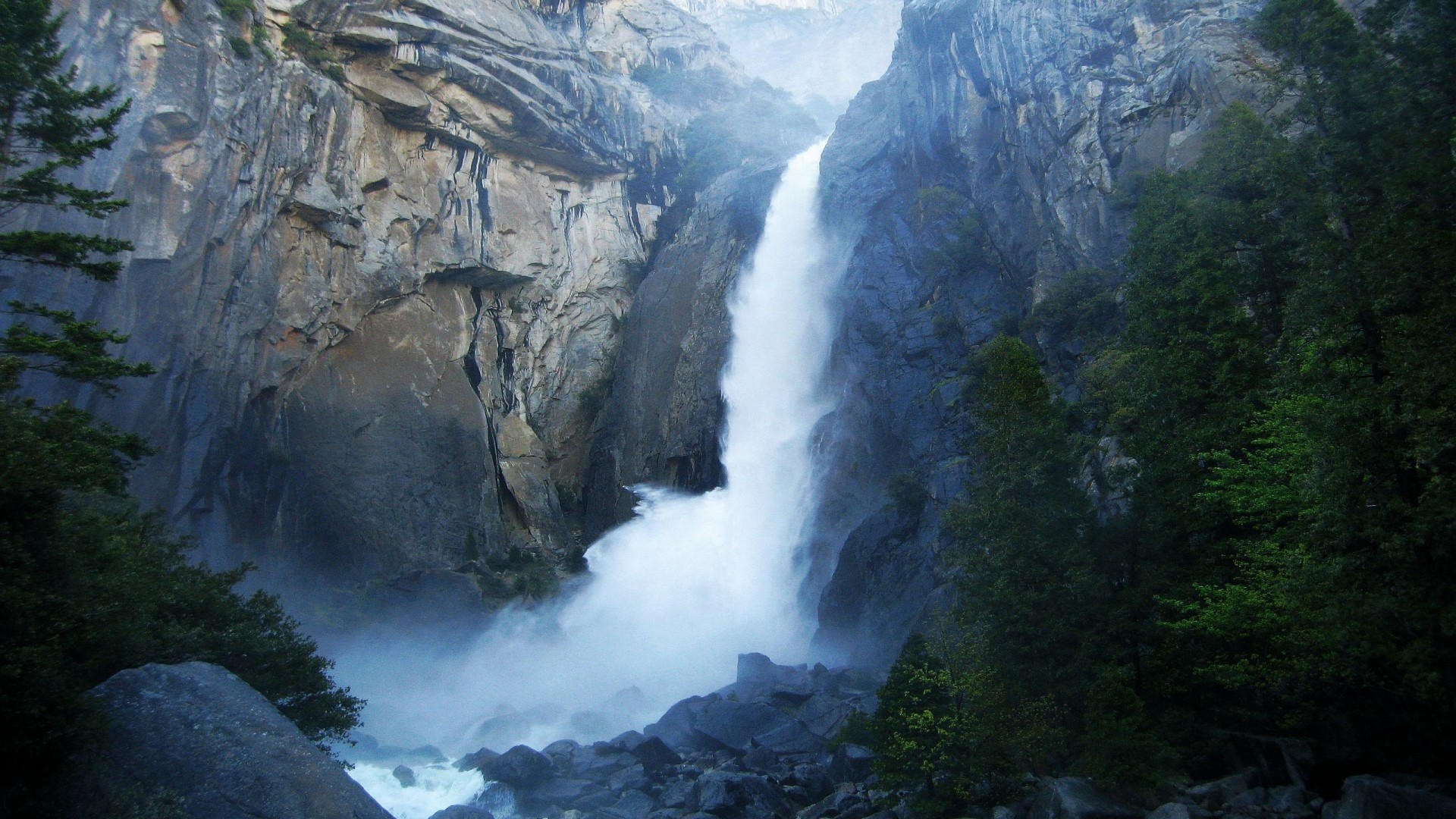 Waterfall Wonderful Nature Beautiful Landscape Awesome - Yosemite National Park , HD Wallpaper & Backgrounds