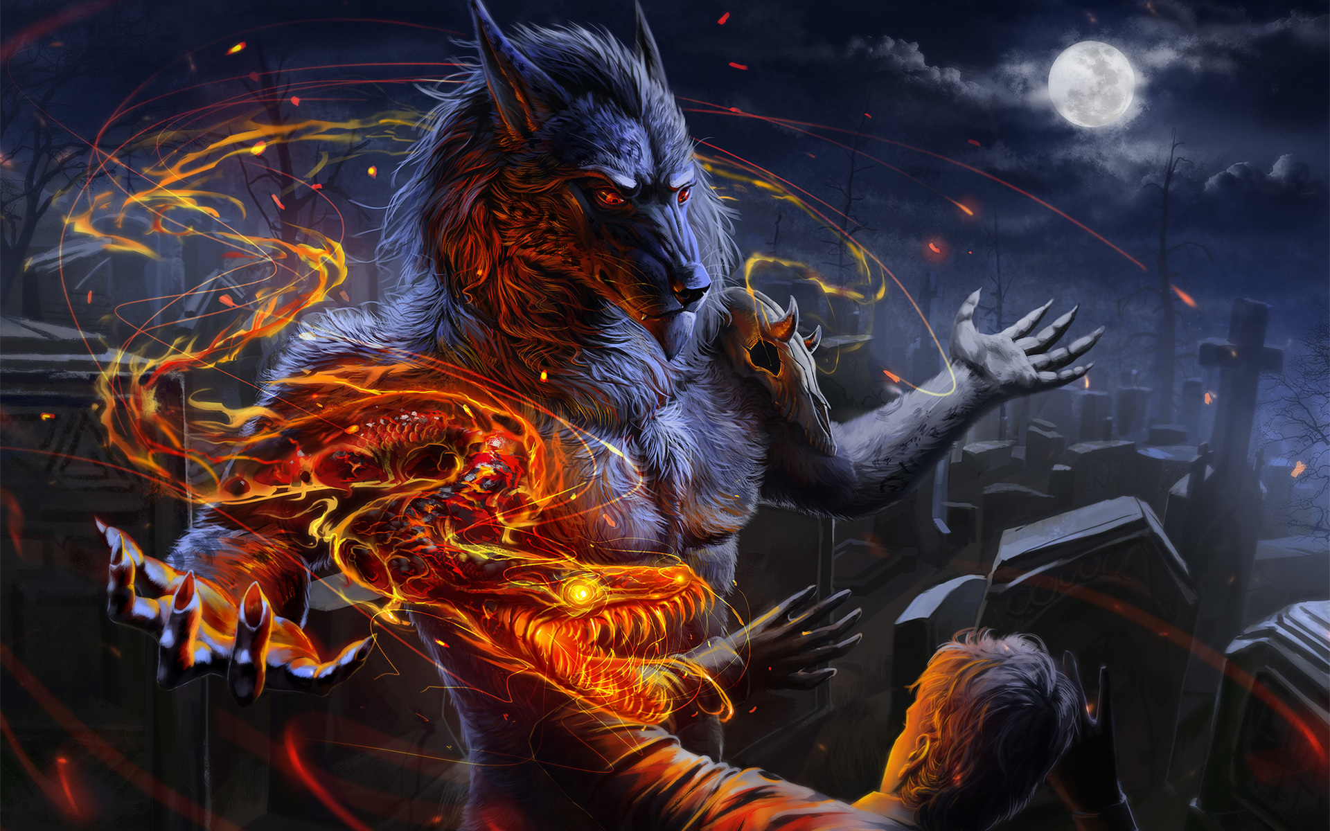Lobisomem, Dragão, Monstros, Trevas - Dragon Werewolf , HD Wallpaper & Backgrounds