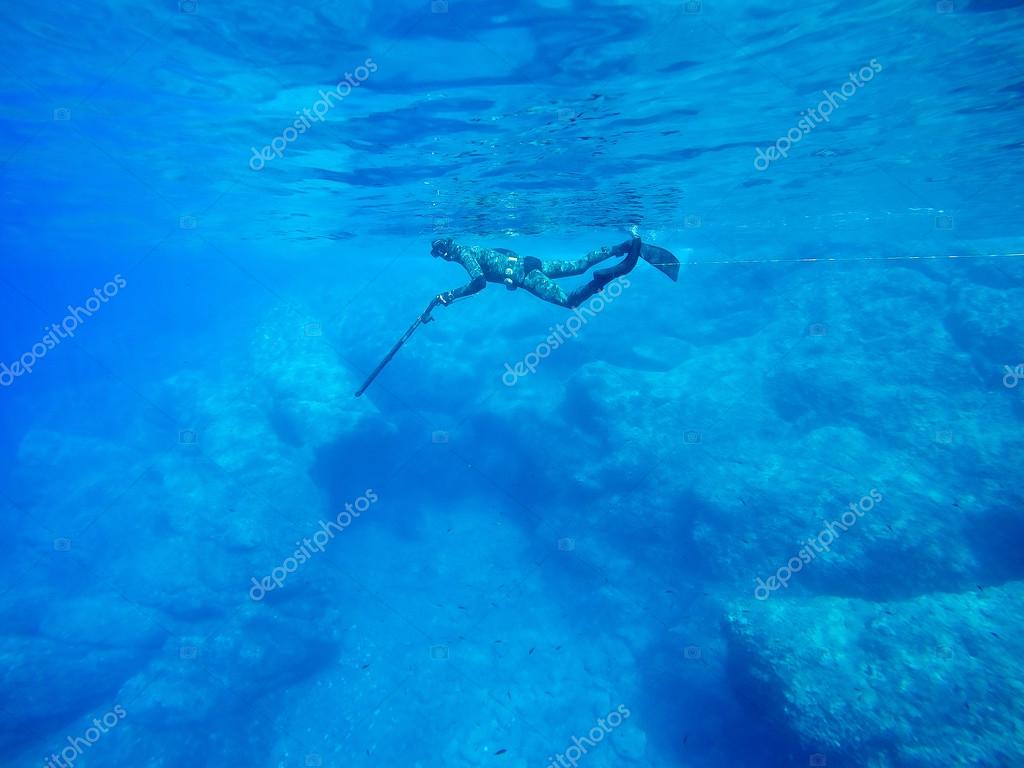 Freediver Spearfishing Sport Stock Photo - Spearfishing , HD Wallpaper & Backgrounds