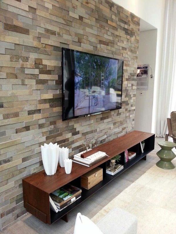 40 Unique Tv Wall Unit Setup Ideas - Paredes Interiores Revestidas En Piedra , HD Wallpaper & Backgrounds