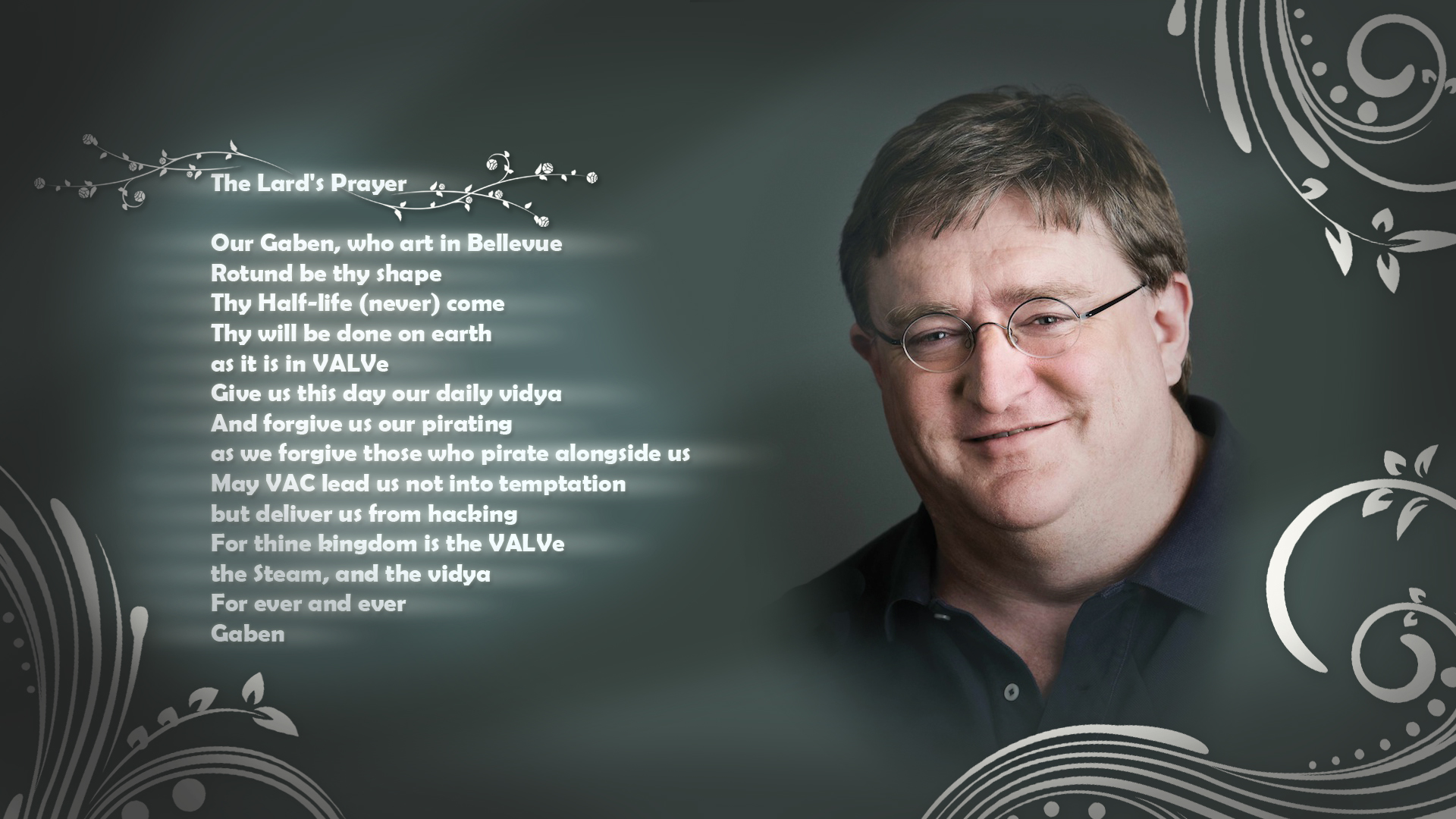 The Lard's Prayer - Gabe Newell , HD Wallpaper & Backgrounds