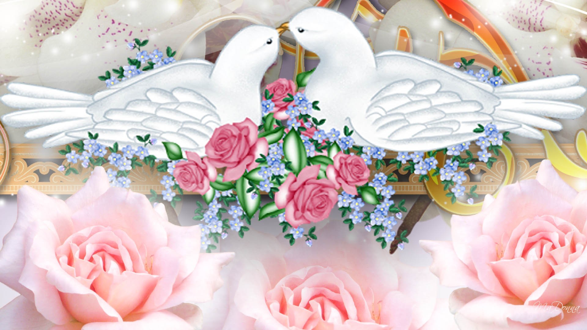 990011 Color Wallpapers - Love Flower And Birds , HD Wallpaper & Backgrounds