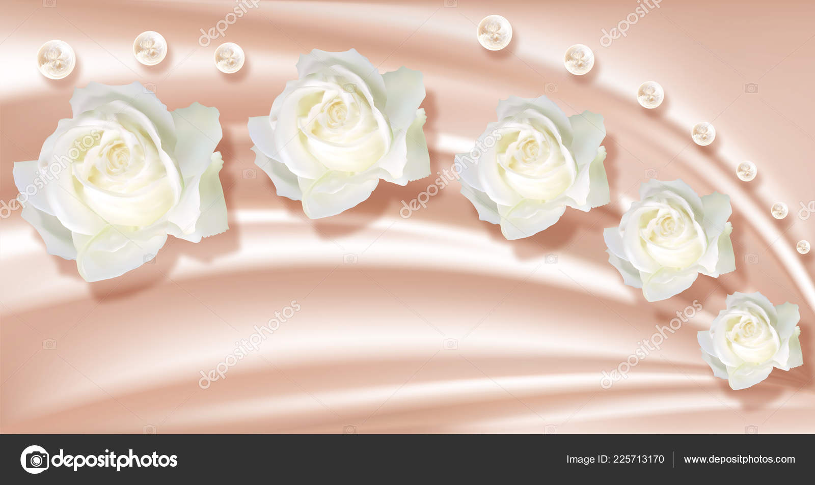 3d Wallpaper,roses And Pearls On Silk Background - Silk , HD Wallpaper & Backgrounds