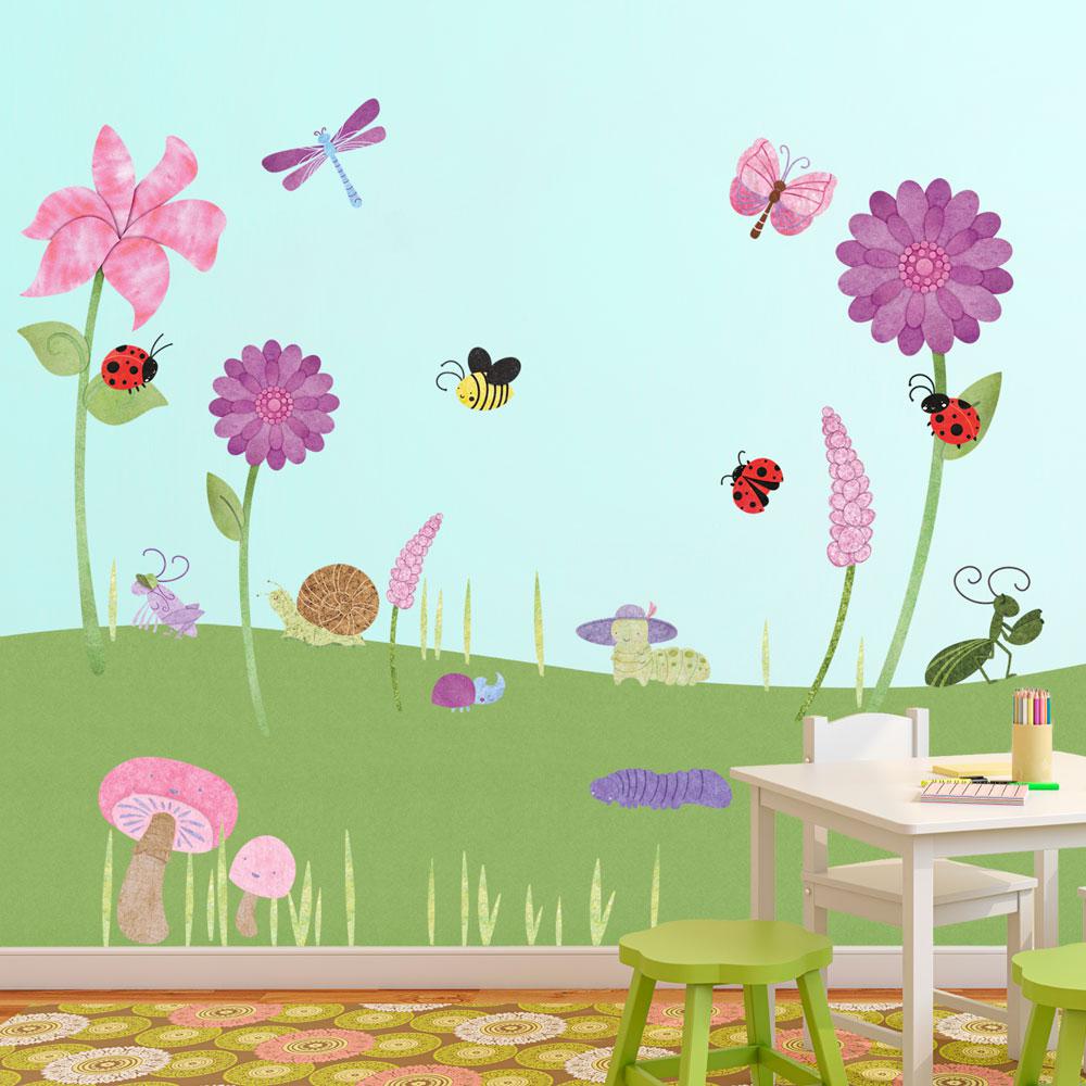 My Wonderful Walls Flowers And Bugs Peel And Stick - Wall Decal , HD Wallpaper & Backgrounds