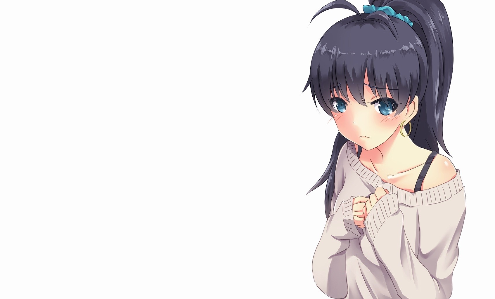 Blushing Ganaha Hibiki Anime Girls Simple Background