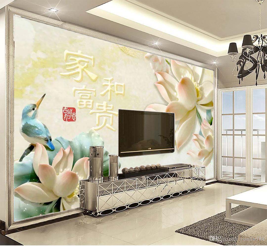 Custom Retail 3d Embossed Home And Rich Pink Lotus - Indoor Large Free , HD Wallpaper & Backgrounds