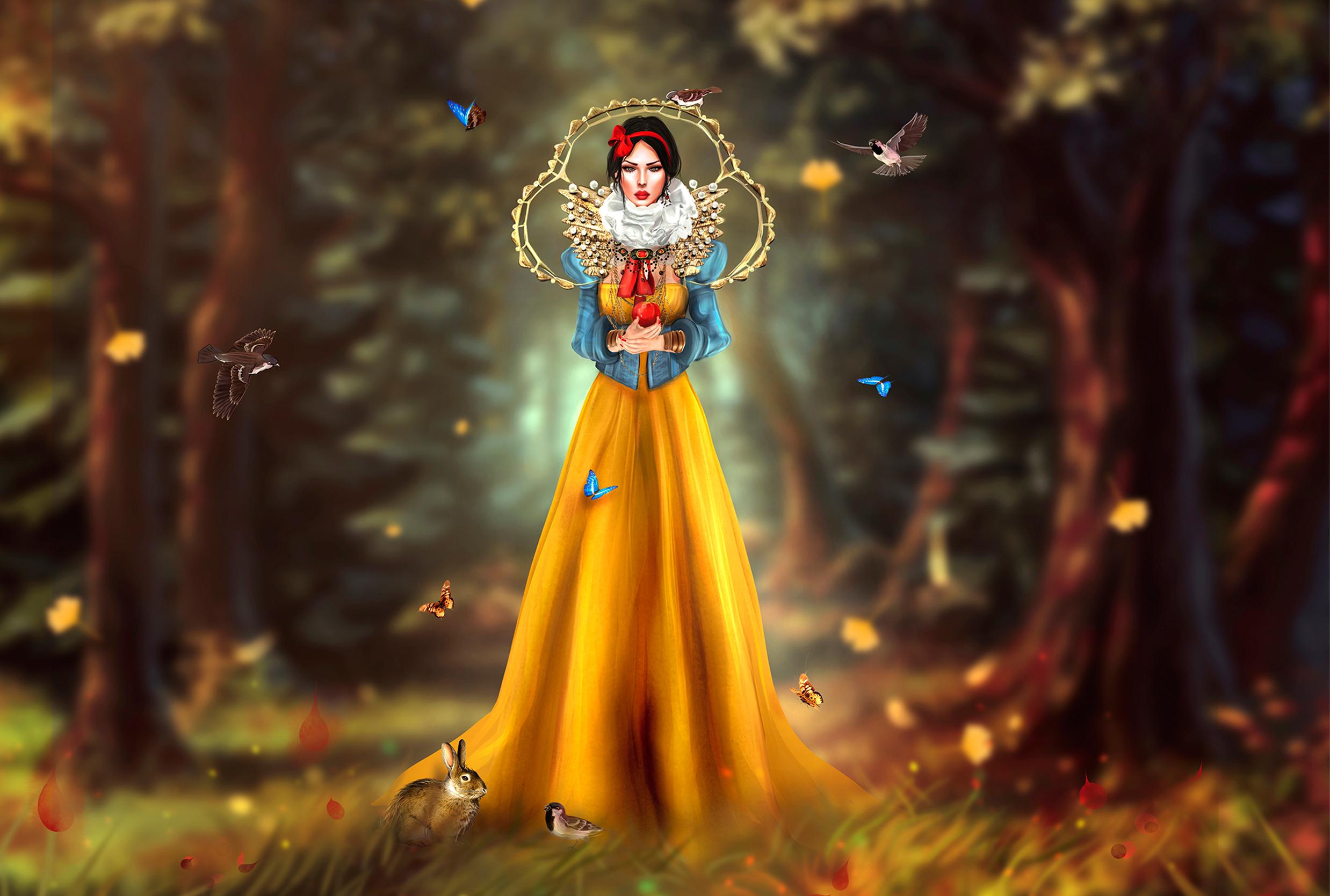 Butterfly Girl Hd Wallpaper - Fantasy Art Snow White , HD Wallpaper & Backgrounds