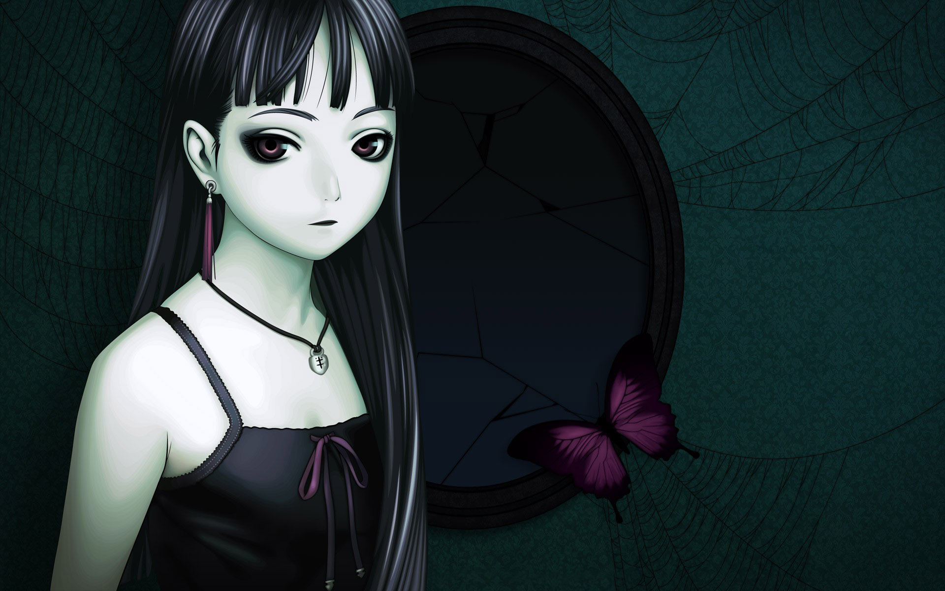 Dark Girl With Butterfly Wallpaper - Black And White Anime Girl , HD Wallpaper & Backgrounds