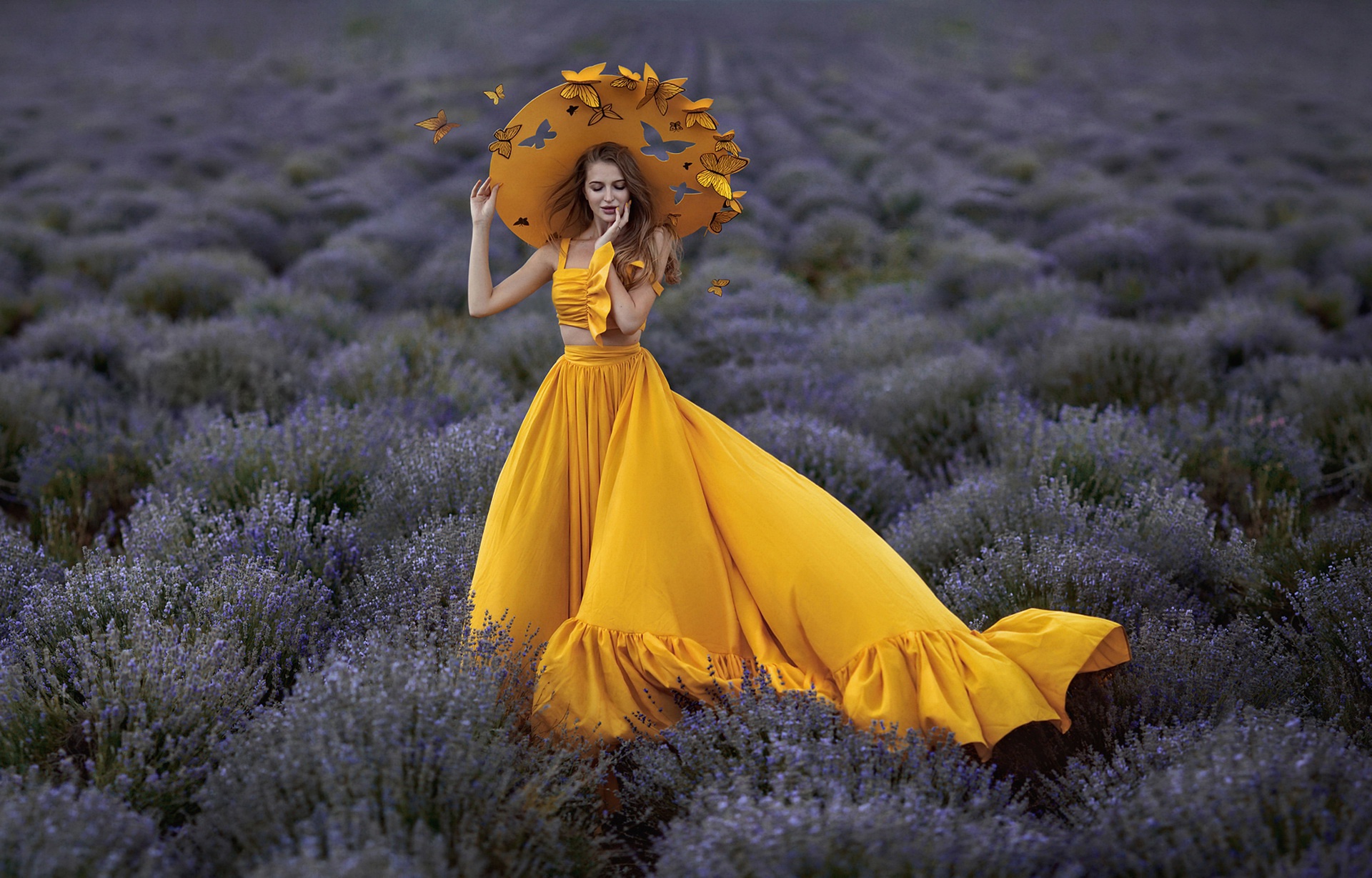 Manipulation, Girl, Model, Hat, Woman, Yellow Dress, - Dress Manipulation , HD Wallpaper & Backgrounds