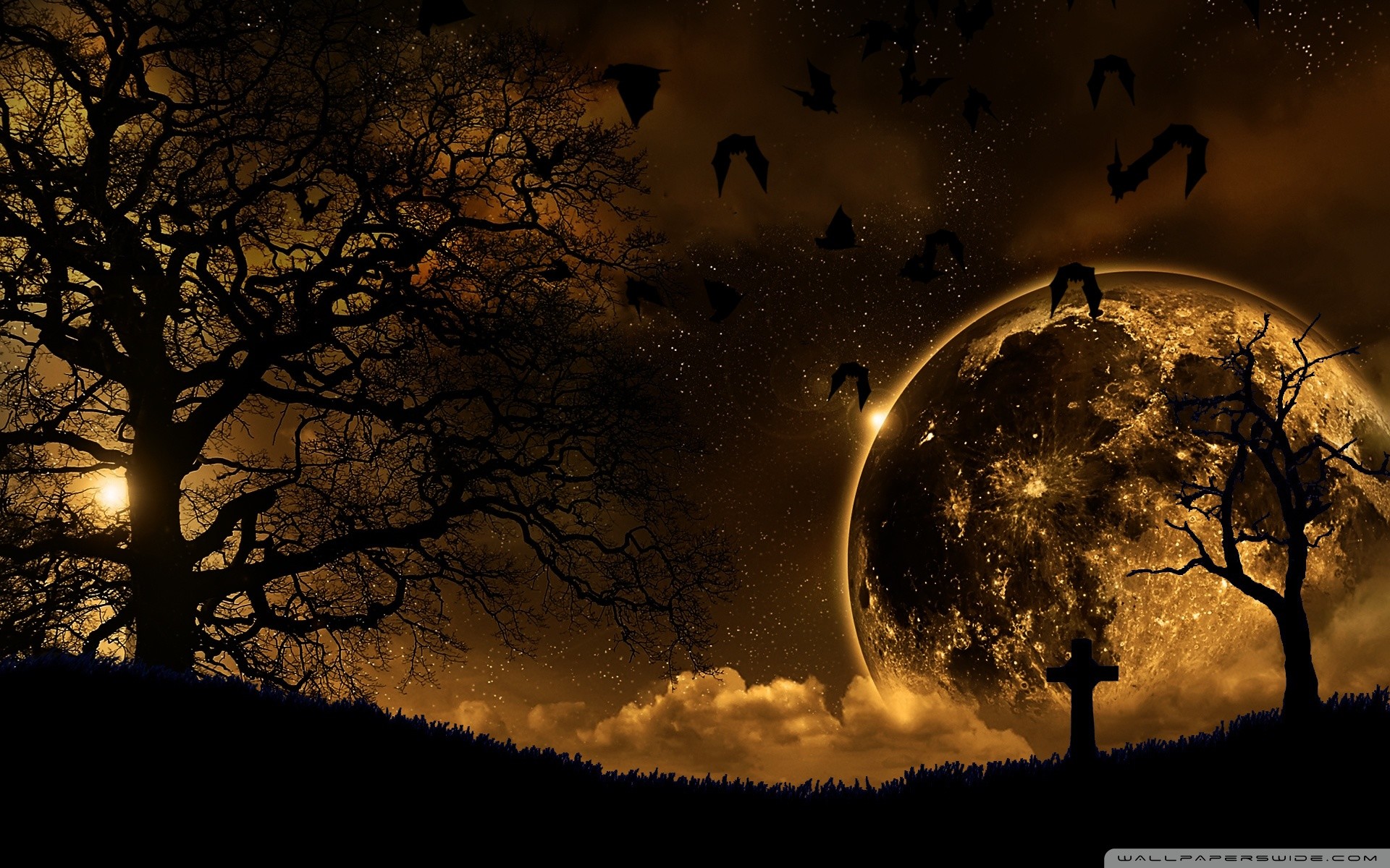 1920x1200, Spooky Cemetery Wallpaper - All Hallows Eve Background , HD Wallpaper & Backgrounds