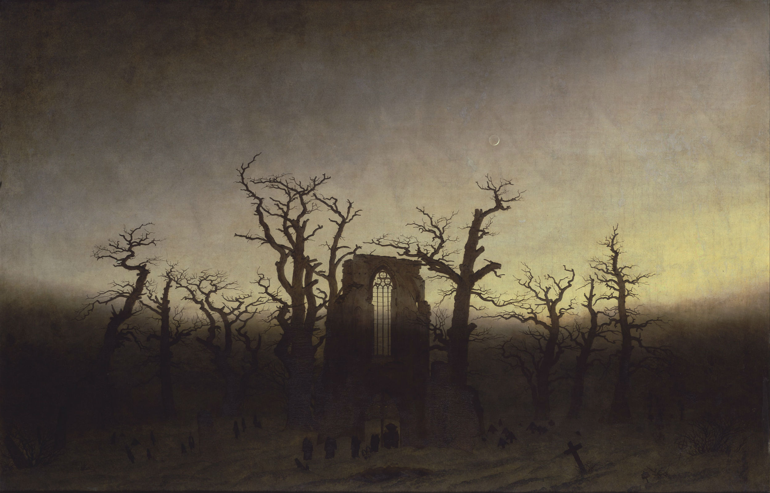 Cemetery Wallpaper Background - Caspar David Friedrich , HD Wallpaper & Backgrounds