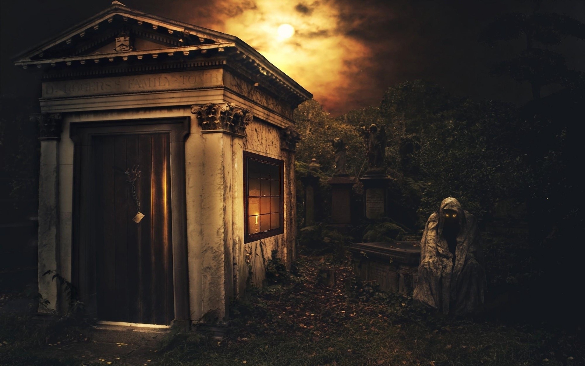 Wallpaper Night, Crypt, Death, Cemetery, Darkness - Night Crypt , HD Wallpaper & Backgrounds